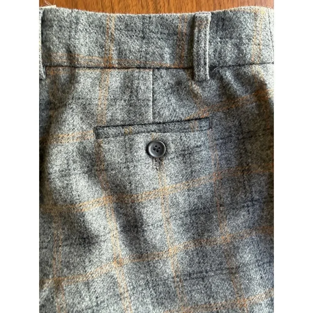 J.Crew Women's Italian Wool Grey Plaid Pants - Size 2